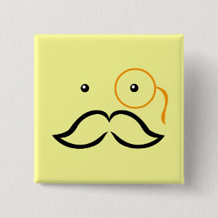 Monocle und Schnurrbart Button