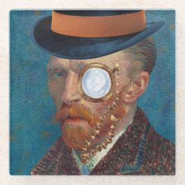 Monocle Van Gogh in Top Hat Glass Untersetzer