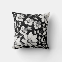 Monocrome-Blume-Muster Kissen