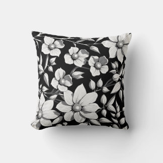 Monocrome-Blume-Muster Kissen