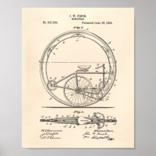 Monocycle 1894 Patent-Kunst altes Peper Poster