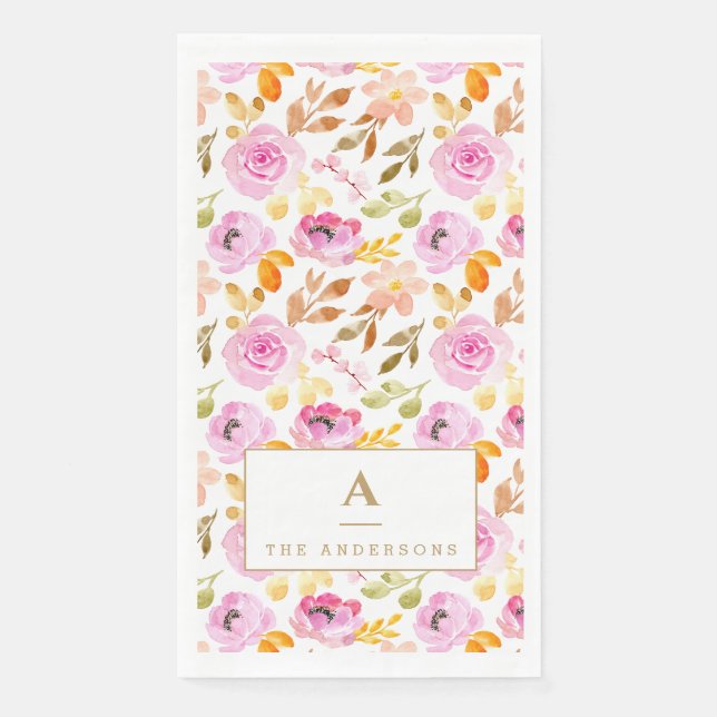 Monografie der Blumenfamilie Sommerrosa Serviette (Vorderseite)