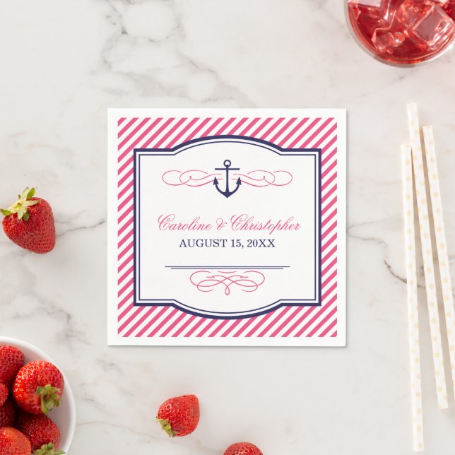 Monografie der Hochzeit von Navy und Pink Serviette (Beispiel)