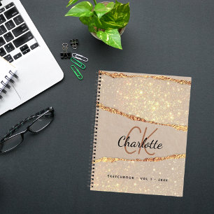 Monografie des beigen Goldbards des Sketchbuchs Notizbuch