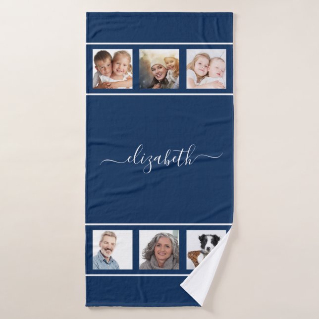 Monografie des Navy-Foto-Collage Badehandtuch (Badehandtuch)