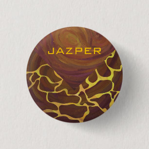 Monografische Giraffe, braun, Gelb Button