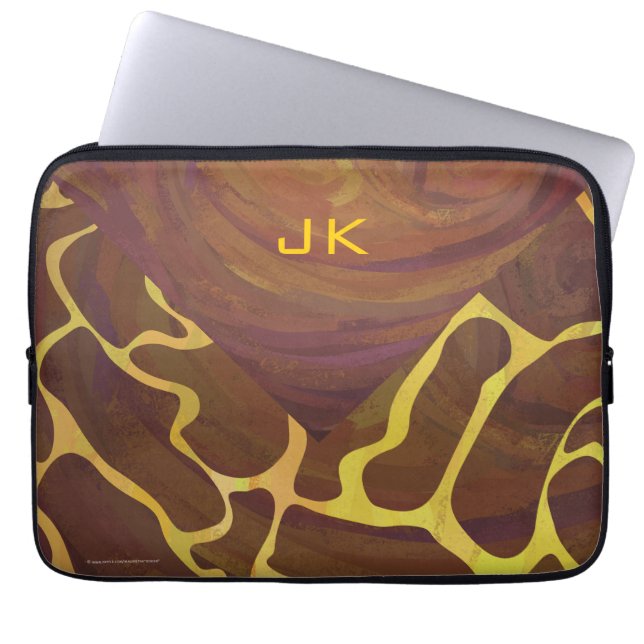 Monografische Giraffe, braun, Gelb Laptopschutzhülle (Vorderseite)