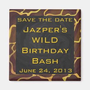 Monografische Giraffe, braun, Gelb Magnet