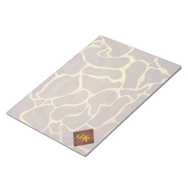 Monografische Giraffe, braun, Gelb Notizblock (angewinkelt)