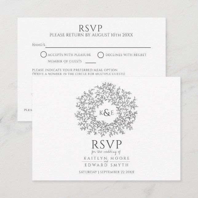Monografische, handgezeichnete UAWG RSVP Karte (Vorne/Hinten)