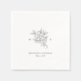 Monografische Hochzeit der botanischen Blume Serviette