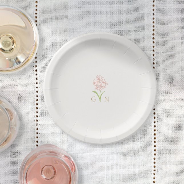 Monografische Hochzeit der Chic Blush-Rose Pappteller (Von Creator hochgeladen)