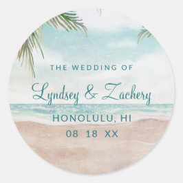 Monografische Hochzeit der Insel Breeze Runder Aufkleber