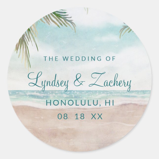 Monografische Hochzeit der Insel Breeze Runder Aufkleber (Vorderseite)