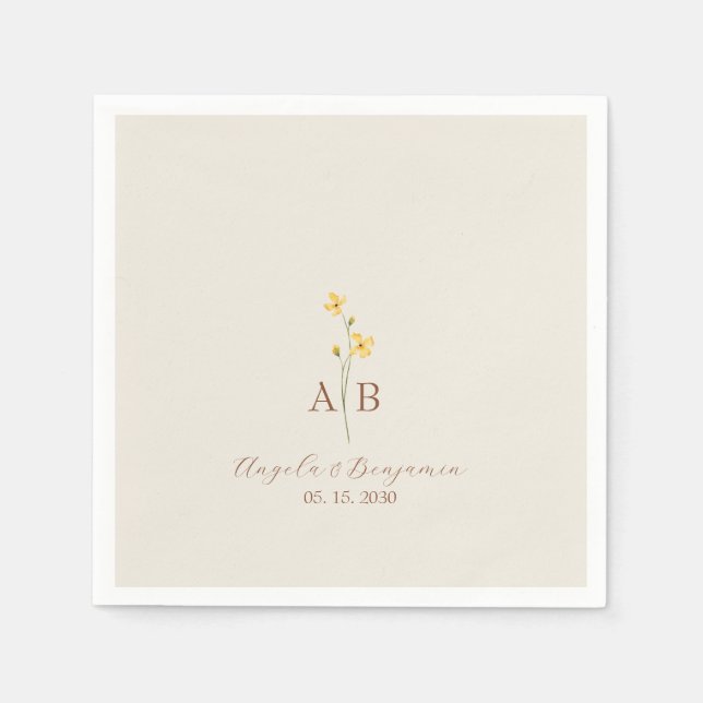 Monografische Hochzeit der Minimalistischen Wildbl Serviette (Vorderseite)
