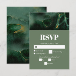 Monografische Hochzeit der modernen grünen Marmorp RSVP Karte