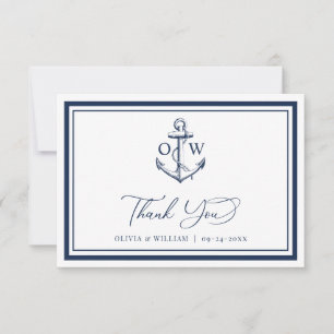 Monografische Hochzeit der Nautischen Marine Dankeskarte