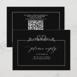 Monografische Hochzeit der Schwarz-Weiß-Blumenrind RSVP Karte