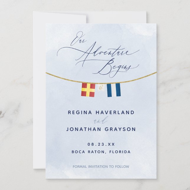 Monografische Hochzeit der Seeflagge Rette D Save The Date (Vorderseite)