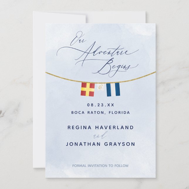 Monografische Hochzeit der Seeflagge Save The Date (Vorderseite)