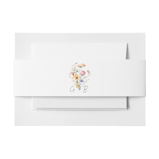 Monografische Hochzeit der Wasserfarbe-Wildblume Einladungsbanderole (Vorderseite Beispiel)