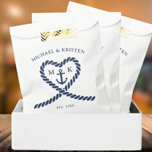 Monografische Hochzeit des Nautic Blue Rope Heart Geschenktütchen