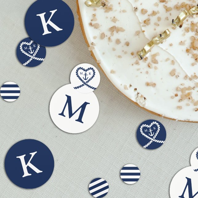 Monografische Hochzeit des Nautic Blue Rope Heart  Konfetti (Nautical Blue Rope Heart Anchor Monogram Wedding Confetti)