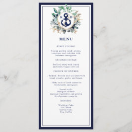 Monografische Hochzeit des Navy Anchor Mongram Nau Menükarte