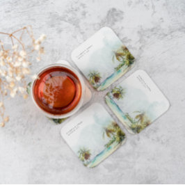 Monografische Hochzeit des tropischen Palmen Trees Rechteckiger Pappuntersetzer