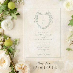 Monografische Hochzeit des Wappen Classic Green Wi Acryleinladungen