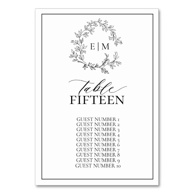 Monografische Hochzeit des Wappen Tischnummer (Vorderseite)