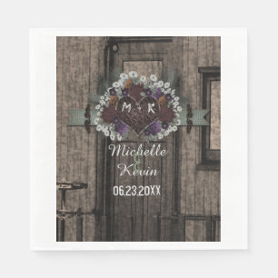 Monografische Hochzeit eines Rustikalen Zuges Serviette