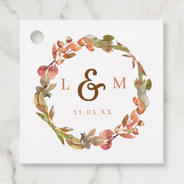 Monografische Hochzeit im Herbst Geschenkanhänger (Vorderseite)