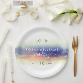 Monografische Hochzeit in der Aquarelllandschaft Pappteller