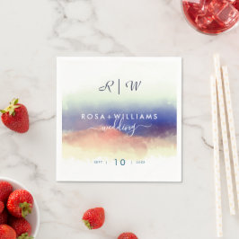 Monografische Hochzeit in der Aquarelllandschaft Serviette