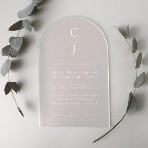 Monografische Hochzeit Moderner Minimaler Weißboge Acryleinladungen