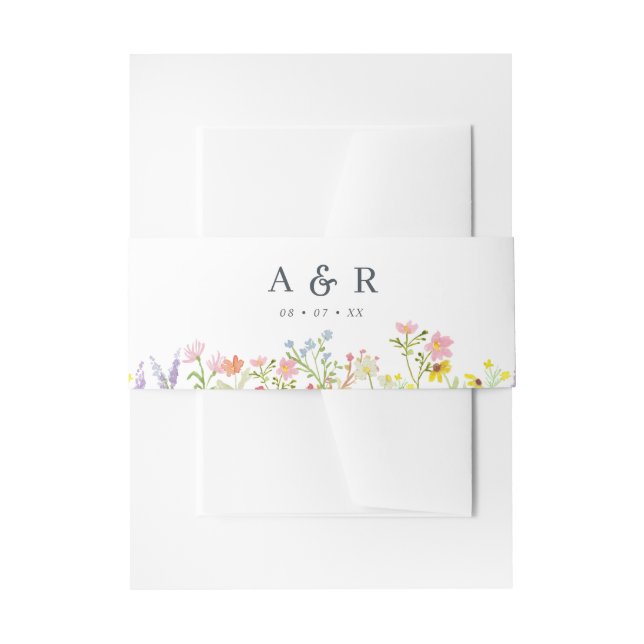 Monografische Hochzeit rustikaler Wildblumen Einladungsbanderole (Vorderseite Beispiel)