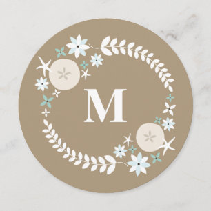 Monografische Hochzeit von Beach Wreath Sand Dolla Einladung