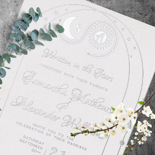 Monografische Hochzeit von Celestial Moon & Sun Wa Folieneinladung