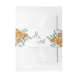 Monografische Hochzeit von gelben Orangen-Peonies  Einladungsbanderole
