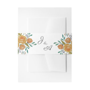 Monografische Hochzeit von gelben Orangen-Peonies Einladungsbanderole