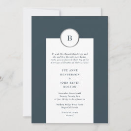 Monografische Hochzeit von Navy und Silver Foil Einladung