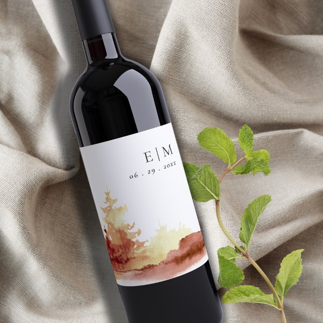 Monografische Hochzeit von Rostgelben Sträuchern Weinetikett (Von Creator hochgeladen)