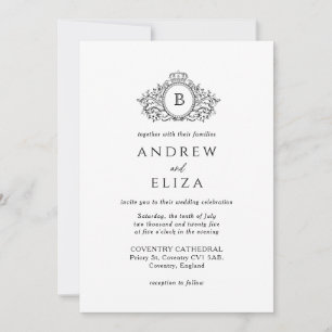 Monografische Hochzeit von Royal, Black und White  Einladung