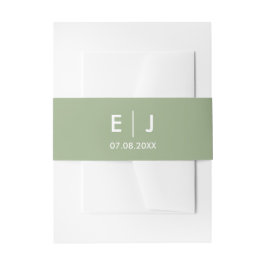 Monografische Hochzeit von Sage Green & White Einladungsbanderole