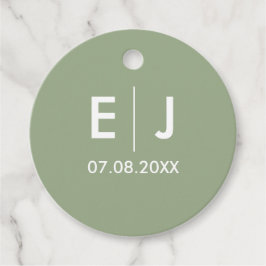 Monografische Hochzeit von Sage Green & White Geschenkanhänger