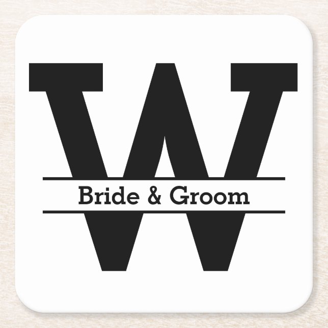 Monografische Hochzeit von Schwarz und Weiß Rechteckiger Pappuntersetzer (Vorderseite)