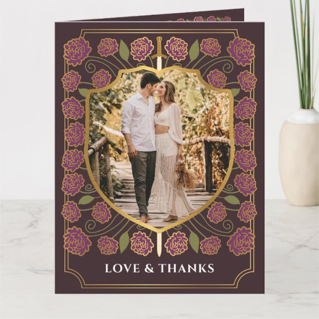 Monografische Hochzeit von Sword & Shield Dankeskarte (Vorderseite)