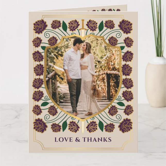 Monografische Hochzeit von Sword & Shield Dankeskarte (Vorderseite)