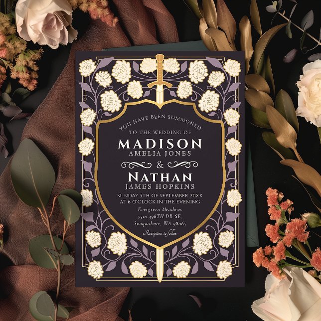 Monografische Hochzeit von Sword & Shield Einladung (Von Creator hochgeladen)